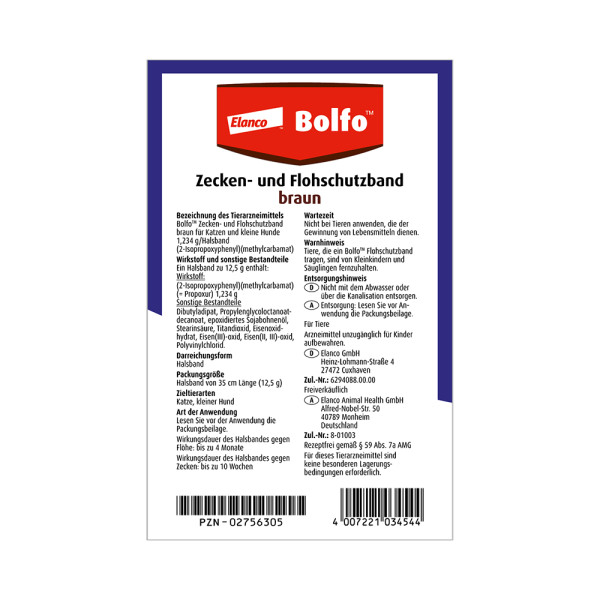 BOLFO Flohschutzband braun f.kleine Hunde/Katzen