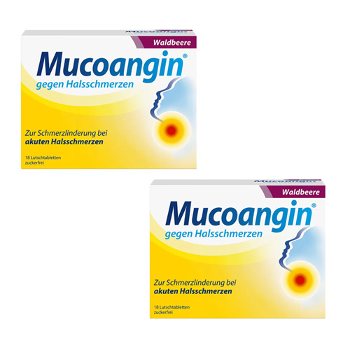 MUCOANGIN Waldbeere 20 mg Lutschtabletten Doppelpackung (2x 18St)
