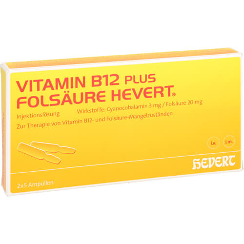 VITAMIN B12 PLUS Folsäure Hevert a 2 ml Ampullen