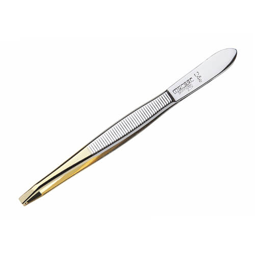 MÖRSER Pinzette gebogen teilvergoldet BASIC 24E