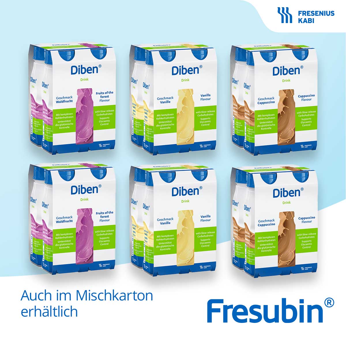 DIBEN DRINK Mischkarton 1.5 kcal/ml Trinkflasche Trinknahrung