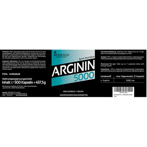 BIOMENTA L-Arginin 5000 Kapseln
