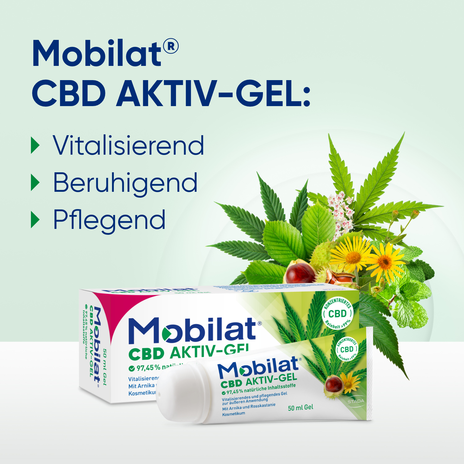 Mobilat® CBD Aktiv-Gel: vitalisierend, beruhigend, pflegend. Für beanspruchte Körperpartien.