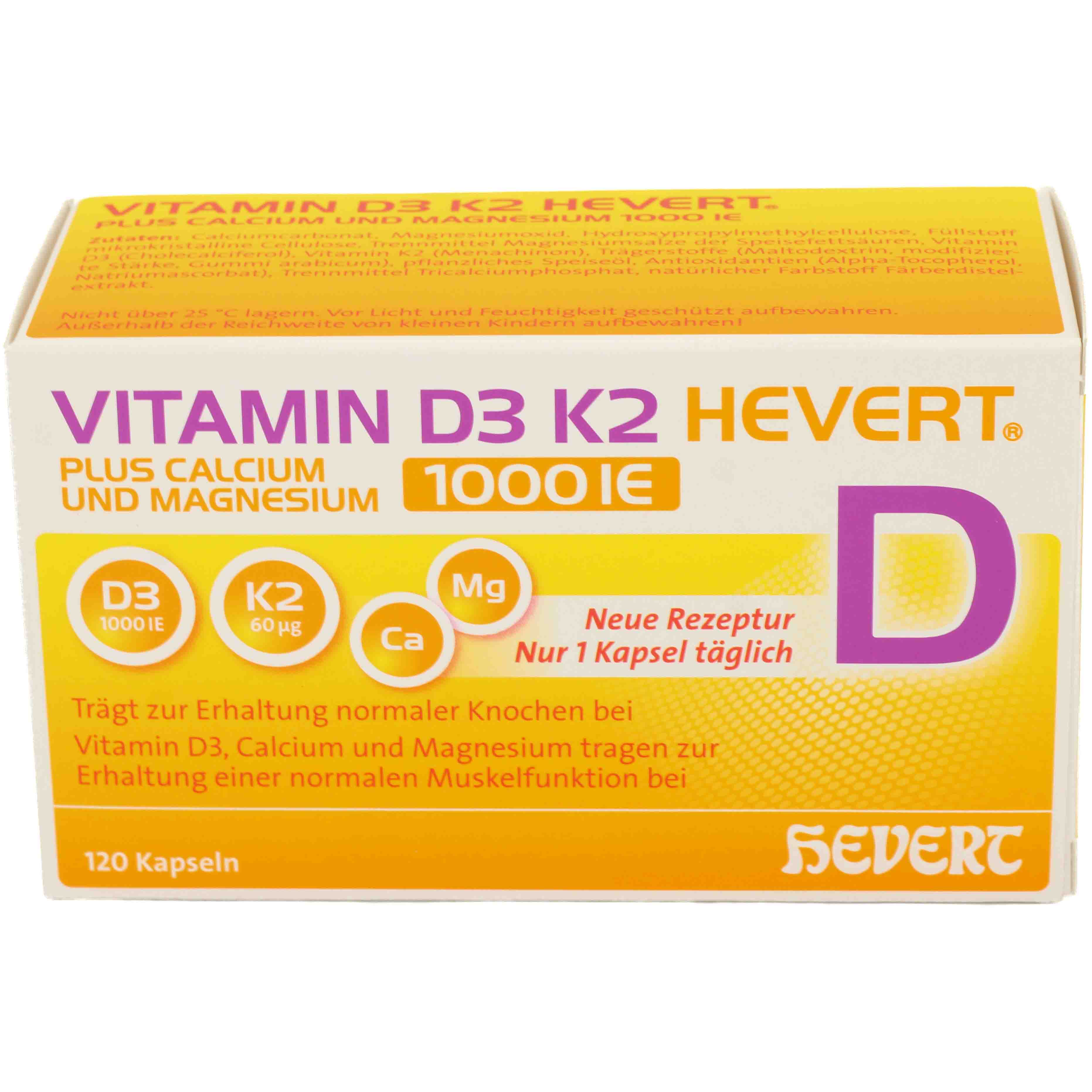 VITAMIN D3 K2 Hevert+Calcium u.Magnes.1000 IE Kps.