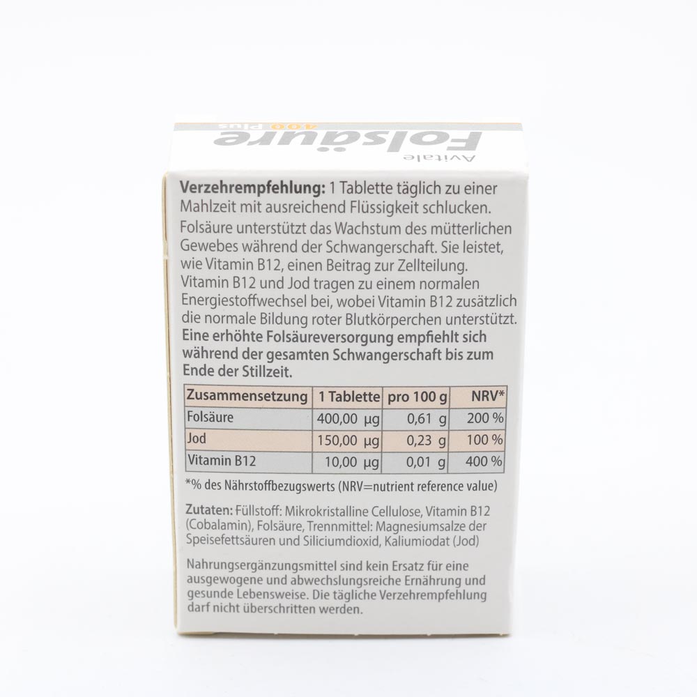 FOLSÄURE 400 Plus B12+Jod Tabletten