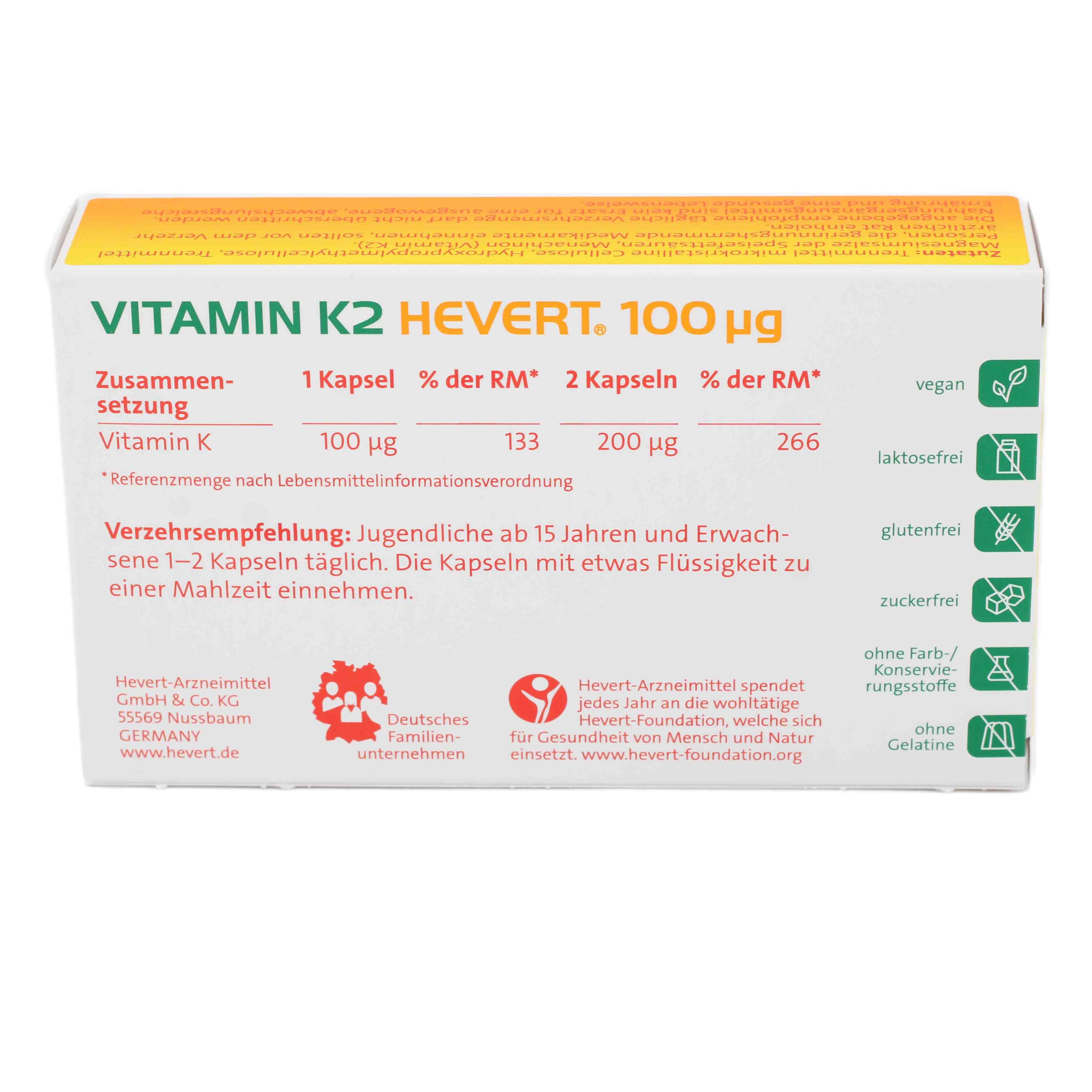 VITAMIN K2 HEVERT 100 μg Kapseln