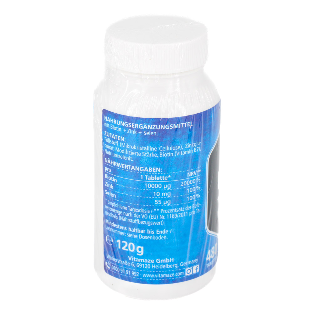 BIOTIN 10 mg hochdosiert+Zink+Selen Tabletten