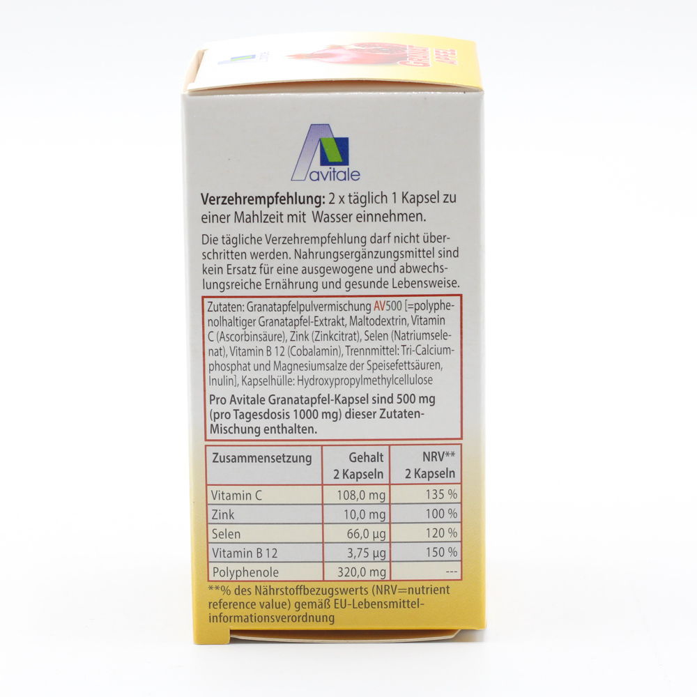 GRANATAPFEL 500 mg plus Vit.C+B12+Zink+Selen Kaps.